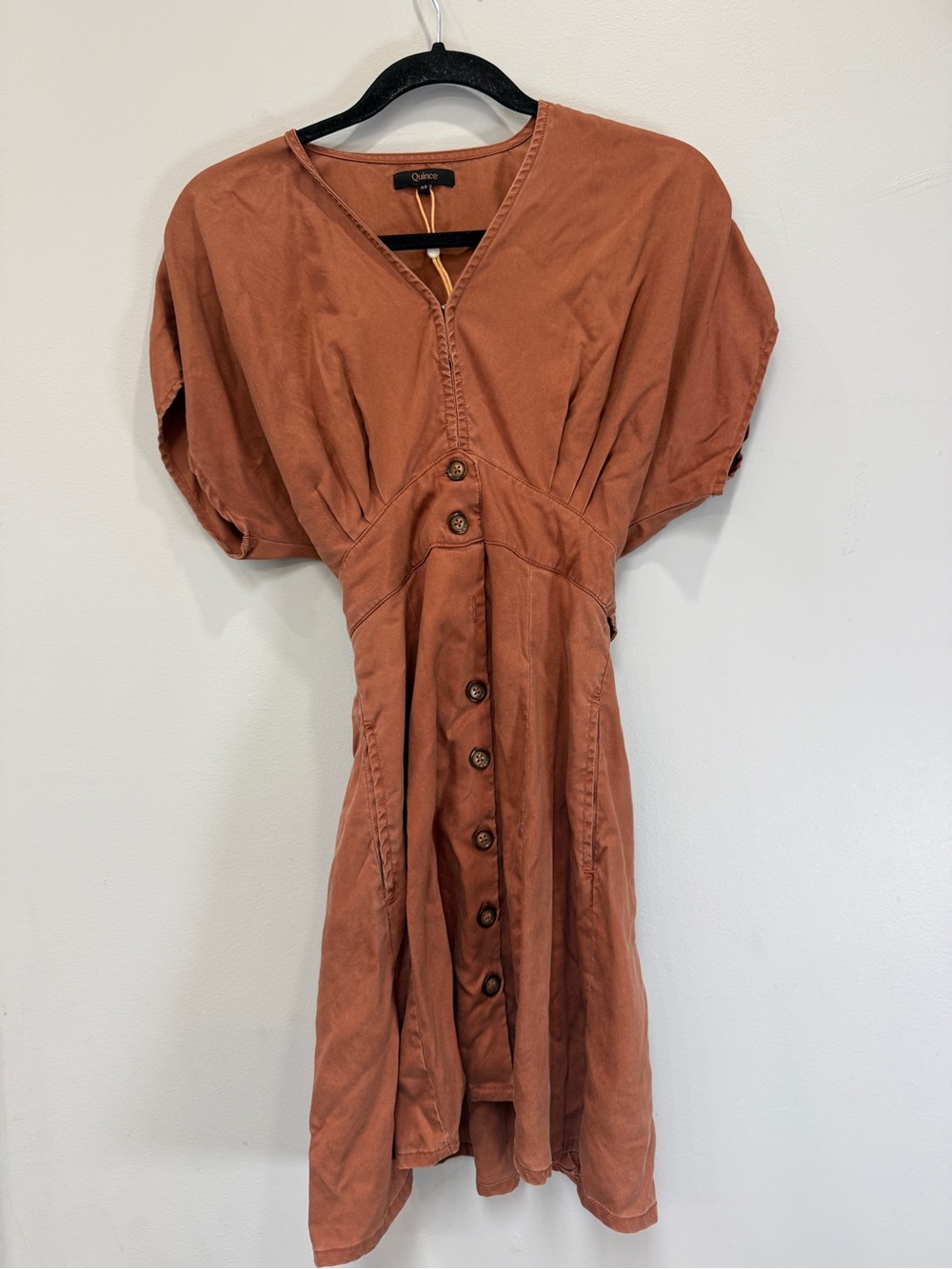 Quince Rust Button-Front Mini Dress - Picture 2 of 5